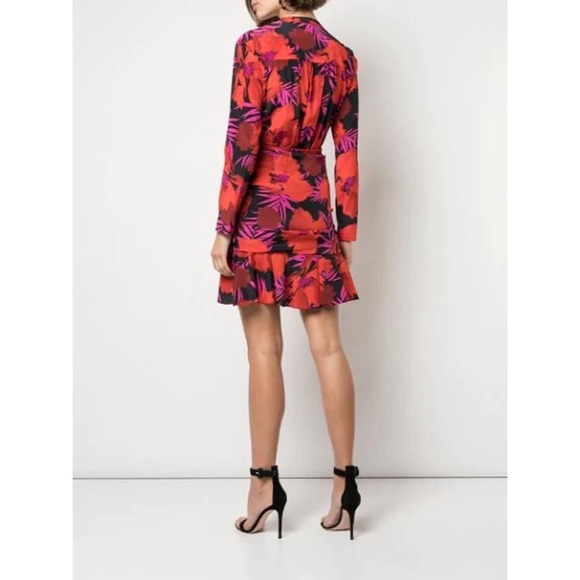 Veronica Beard Lorina Floral Long Sleeve Silk Stretch Minidress In Poppy Multi - Picture 13 of 16